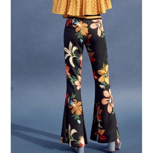Anthropologie Farm Rio Flares Floral Pants Calla Size XS - Picture 3 of 10